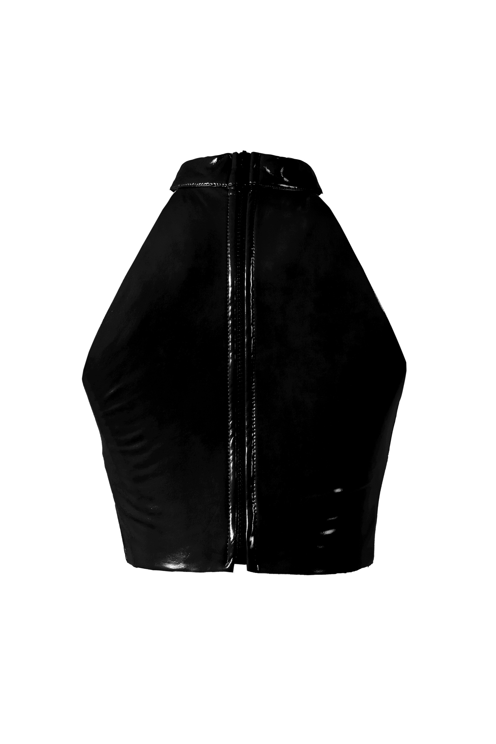 Black Leather Sleeveless Crop Top
