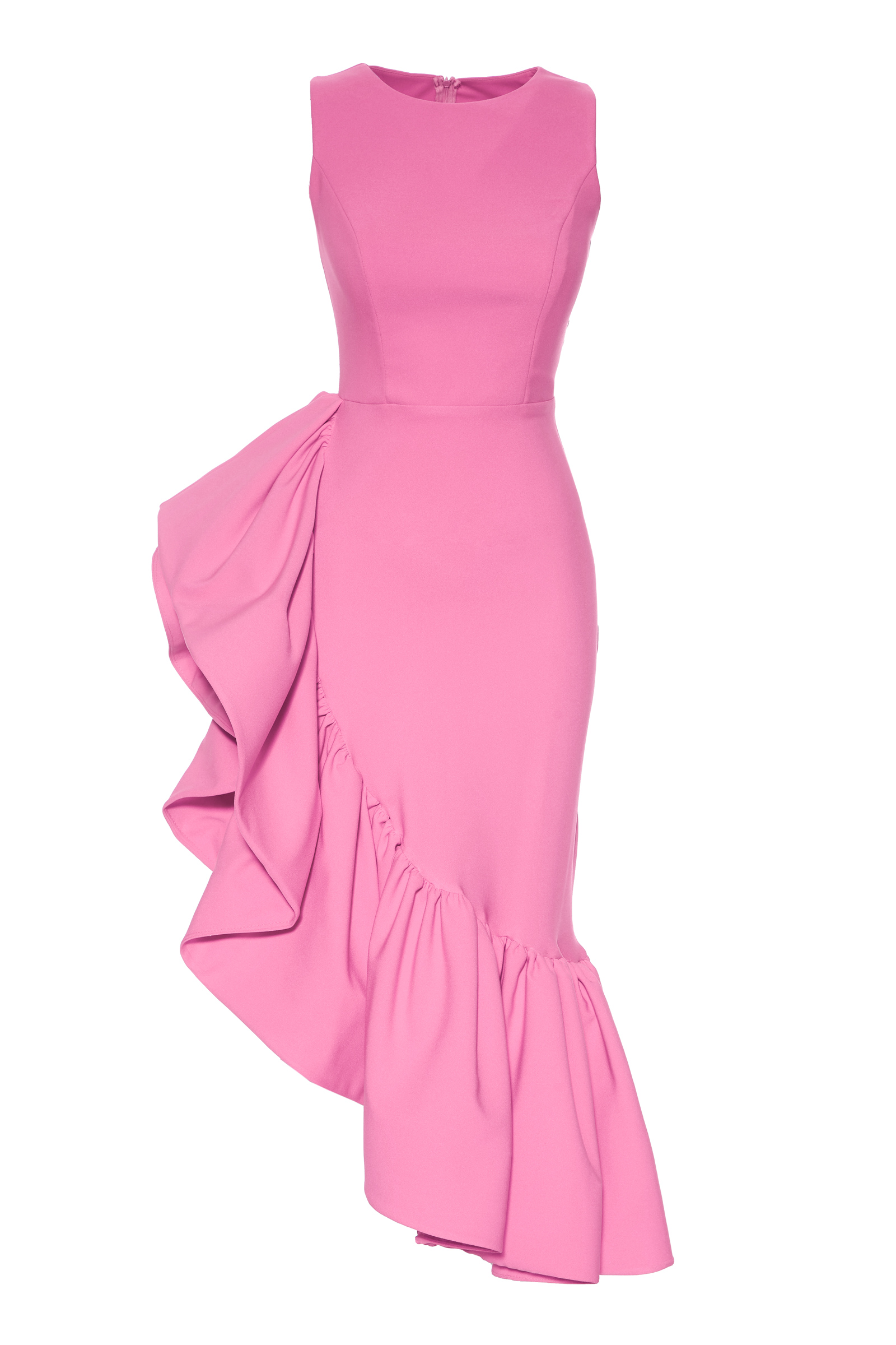 Pink Plus Size Crepe Sleeveless Maxi Dress