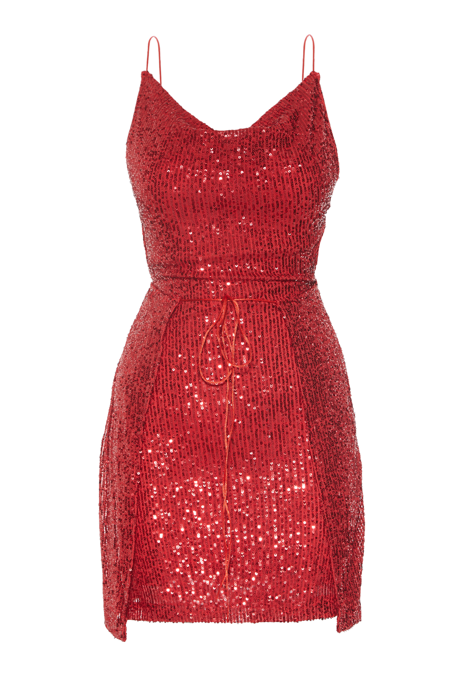 Red Sequined Sleeveless Mini Dress