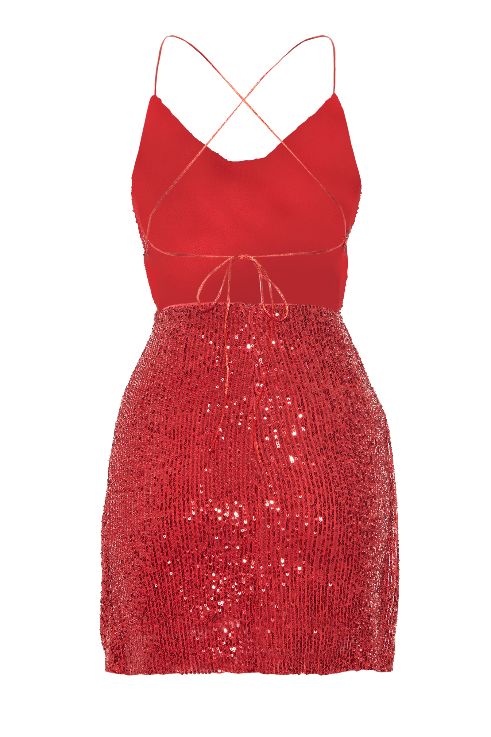 Red Sequined Sleeveless Mini Dress
