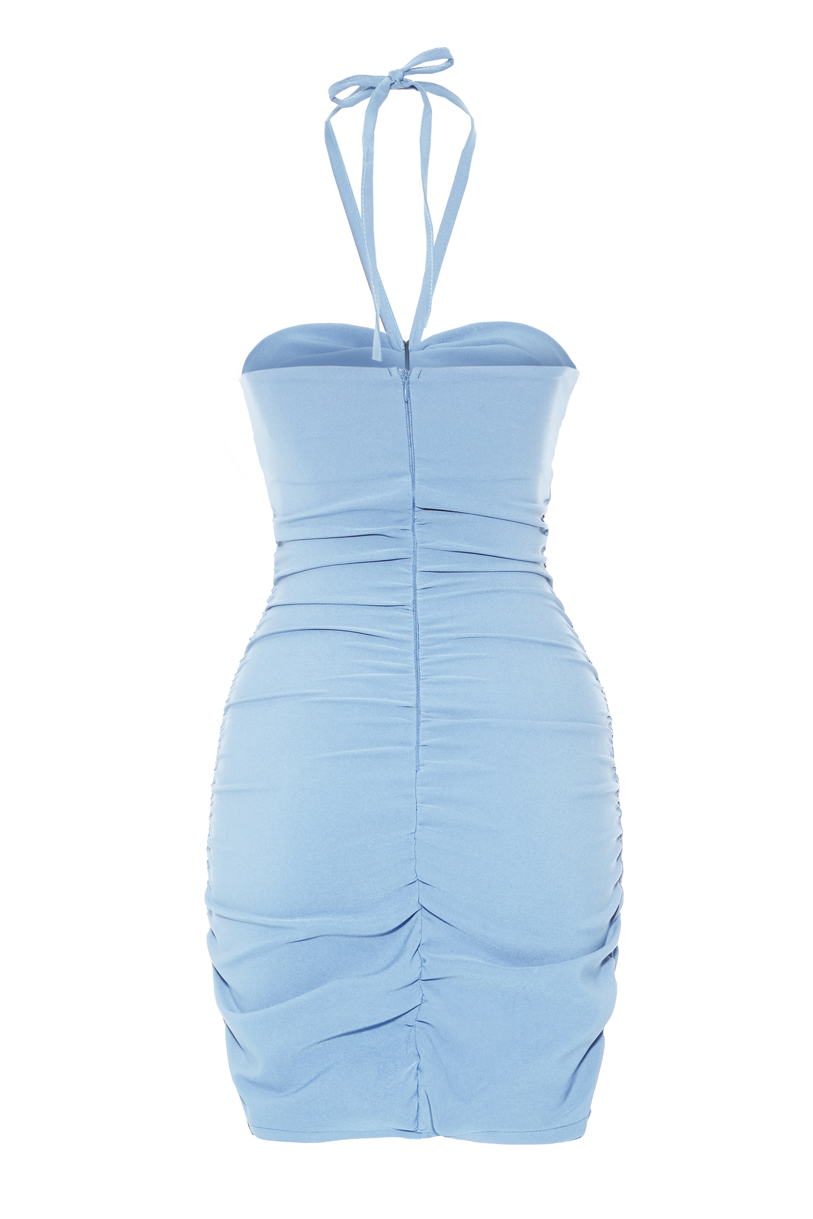 Blue Crepe Sleeveless Mini Dress