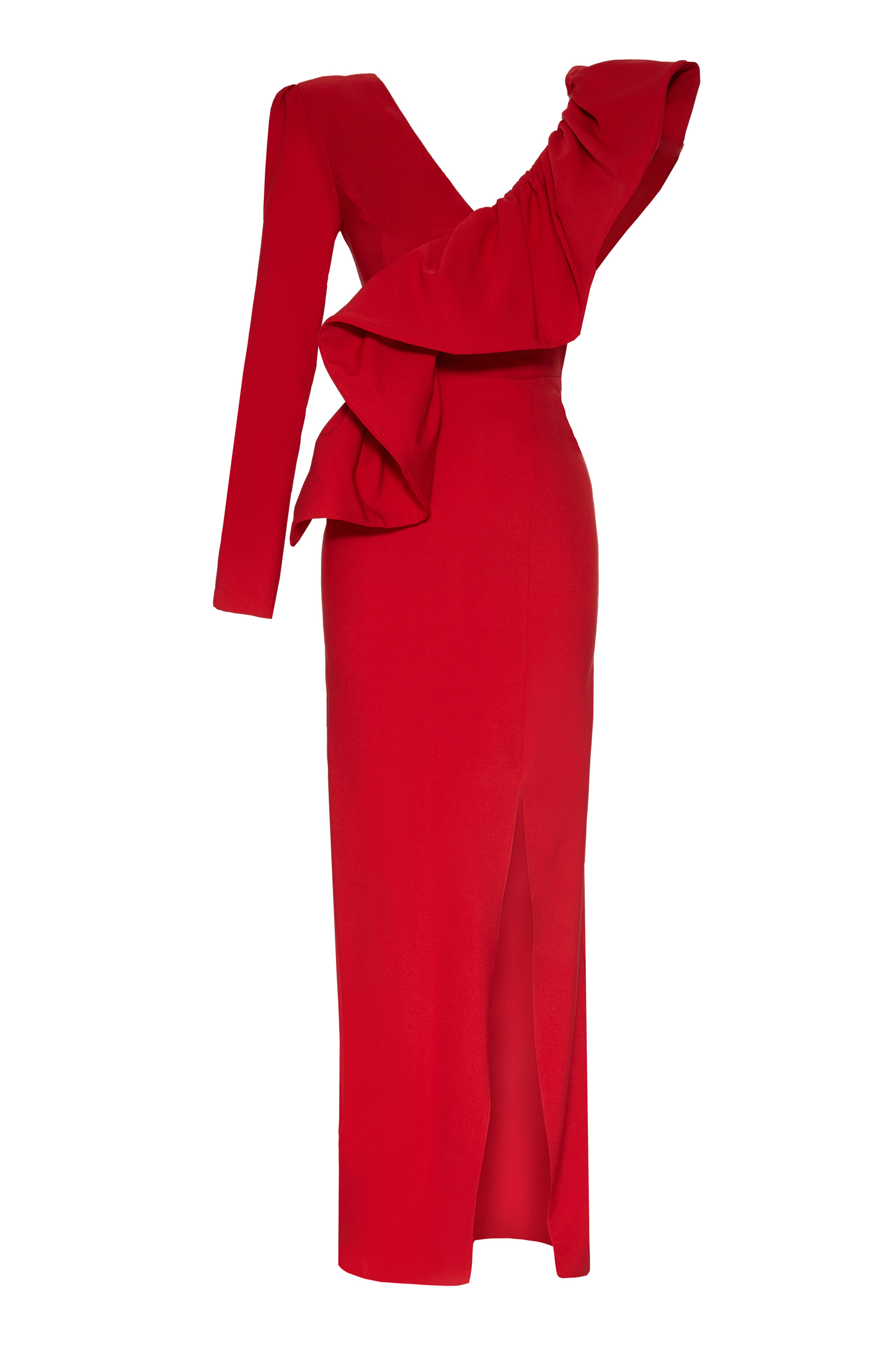 Red Crepe Maxi Dress