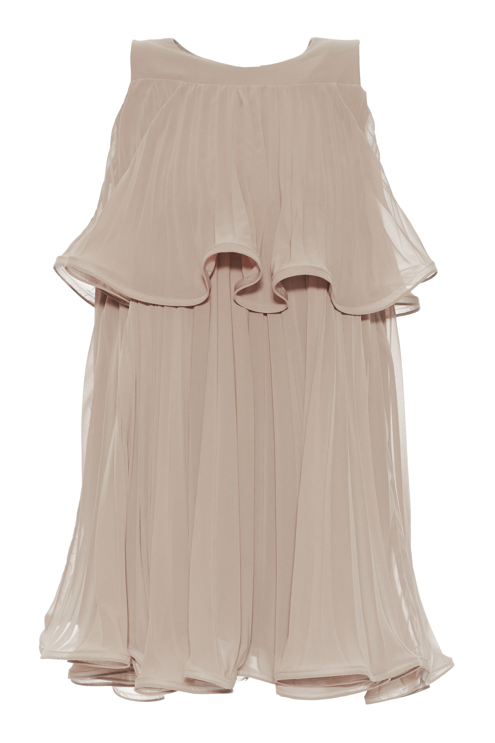 Beige Chiffon Sleeveless Mini Dress