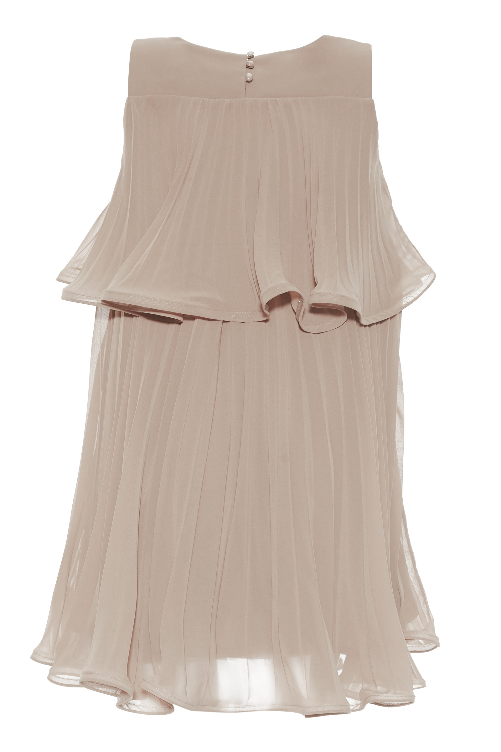 Beige Chiffon Sleeveless Mini Dress
