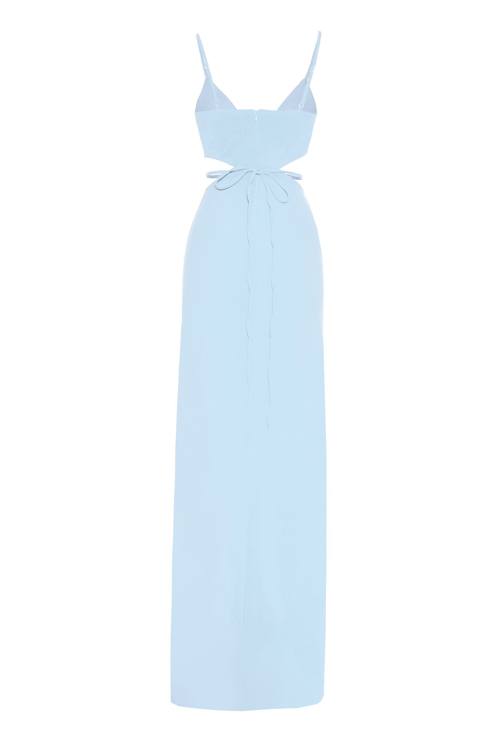 Blue crepe sleeveless maxi dress