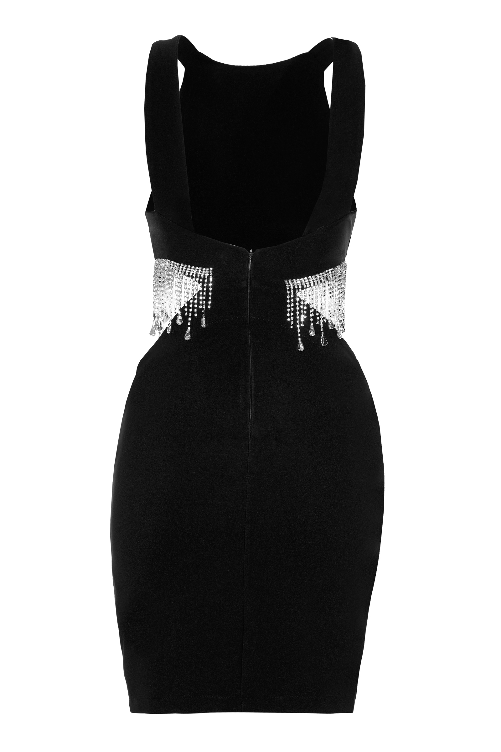 Black crepe sleeveless uzun dress