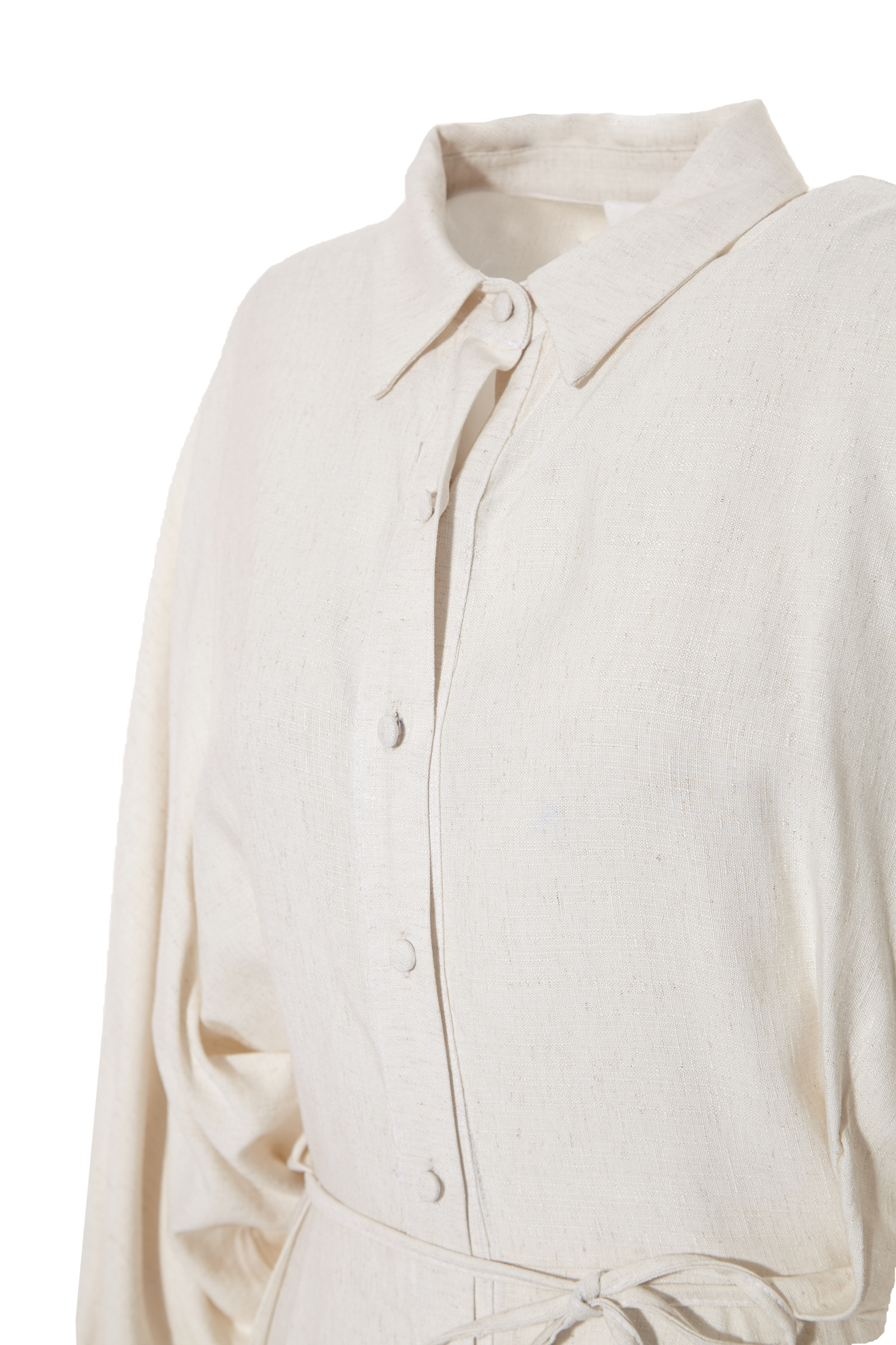 Patterned linen long sleeve maxi dress