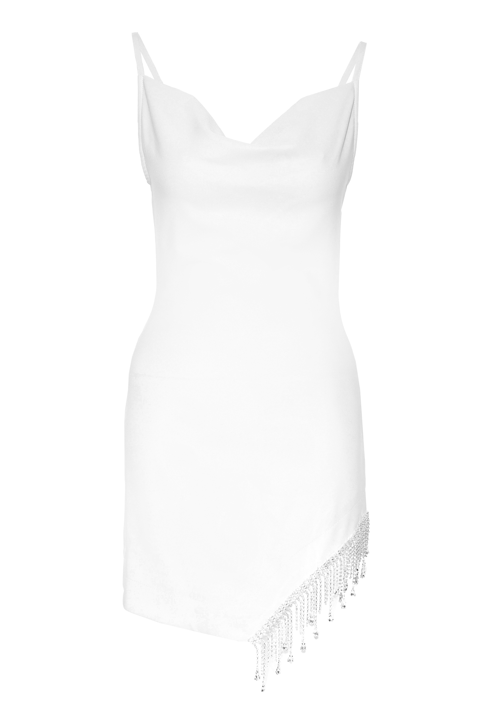 White crepe sleeveless mini dress