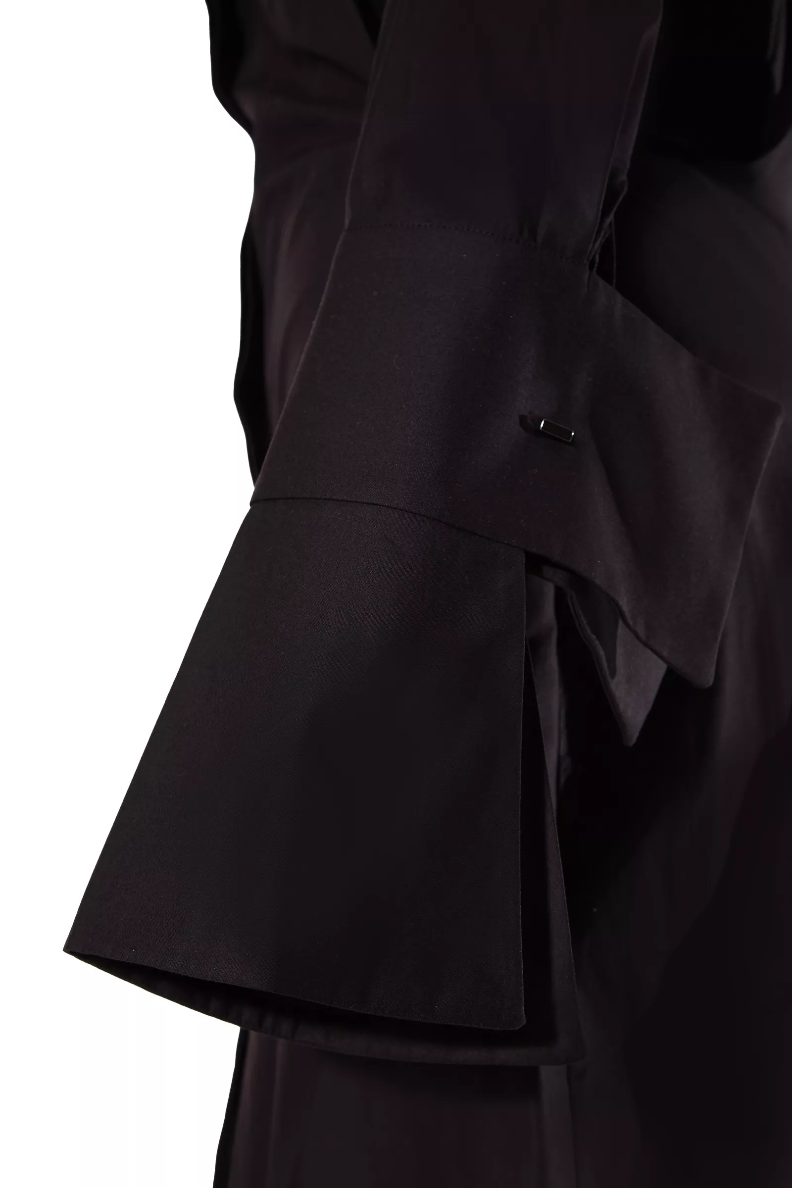Black poplin long sleeve mini dress