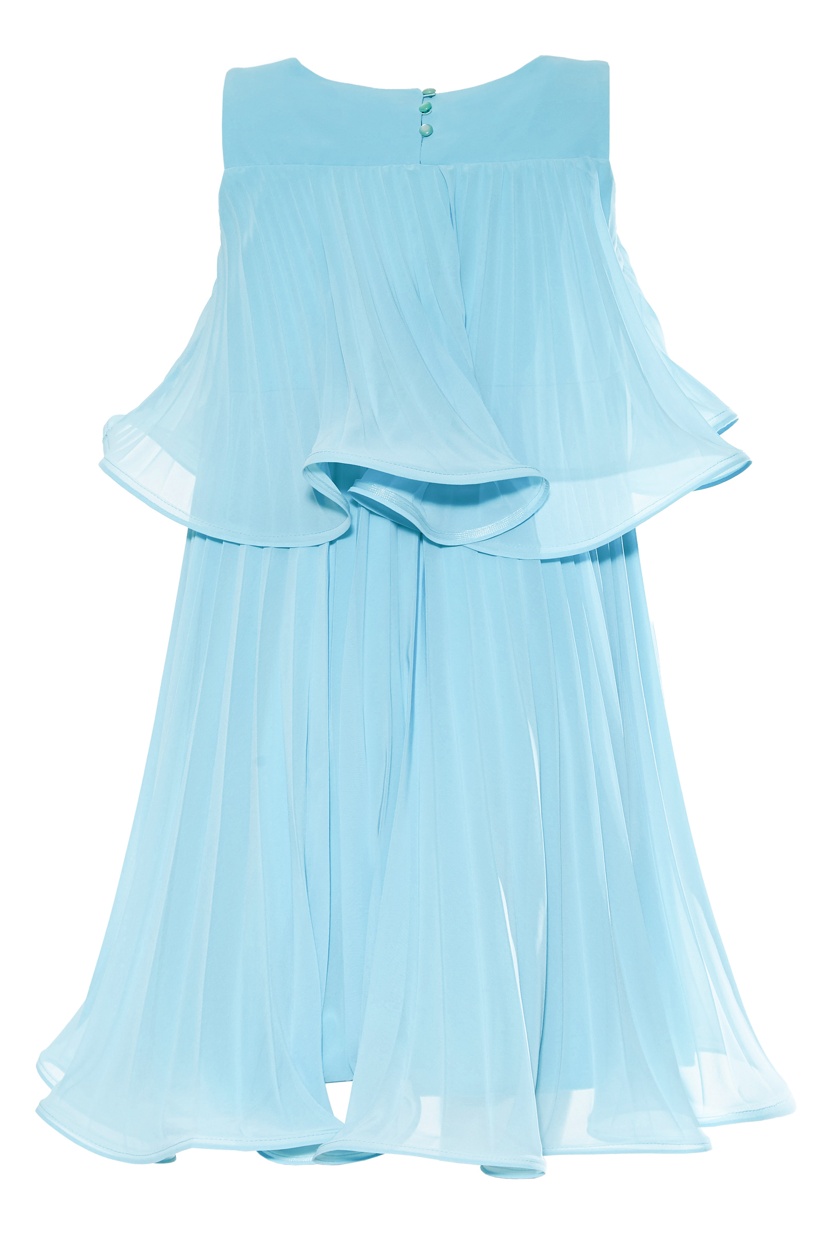 Blue Chiffon Sleeveless Mini Dress