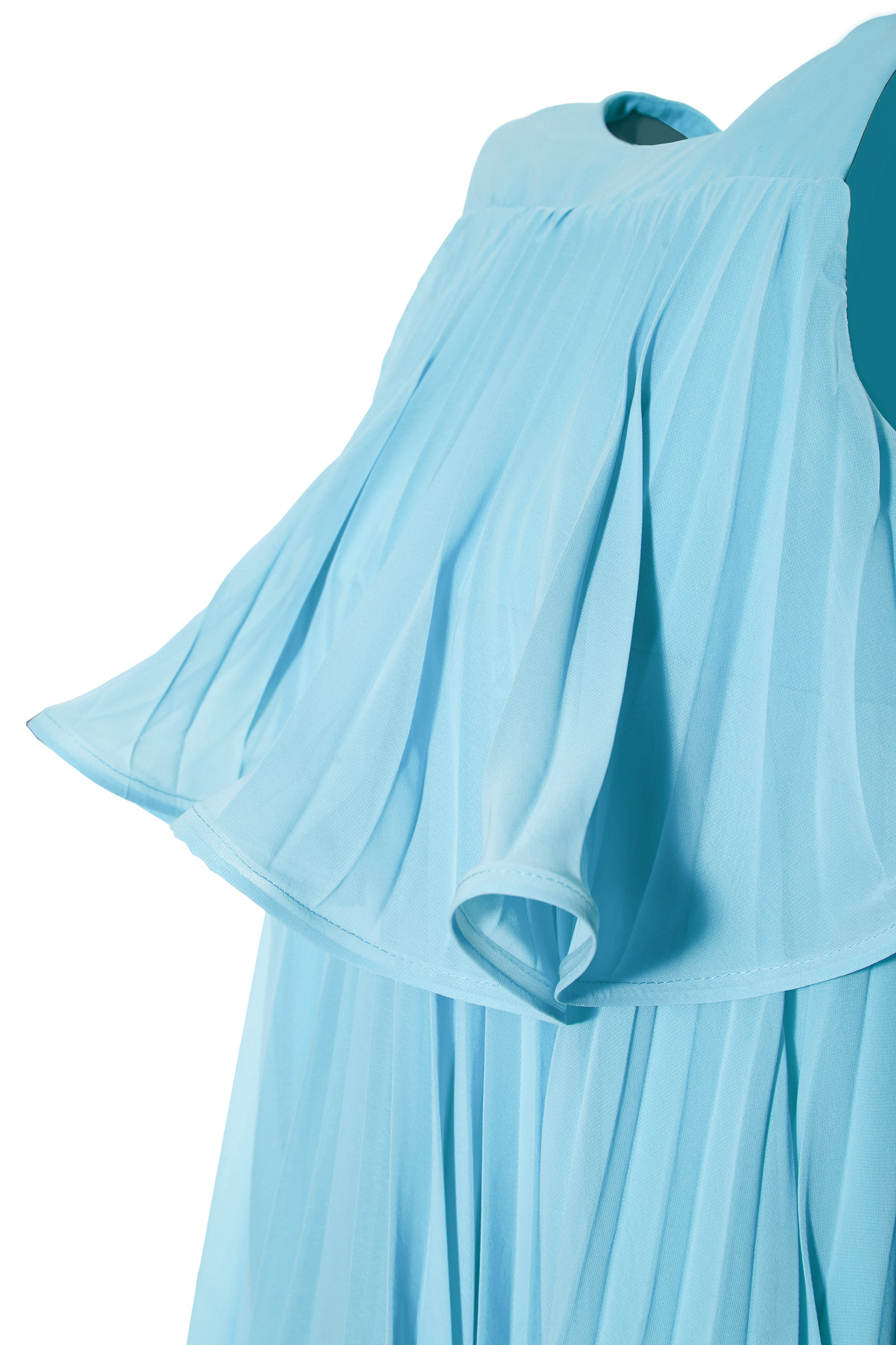 Blue Chiffon Sleeveless Mini Dress