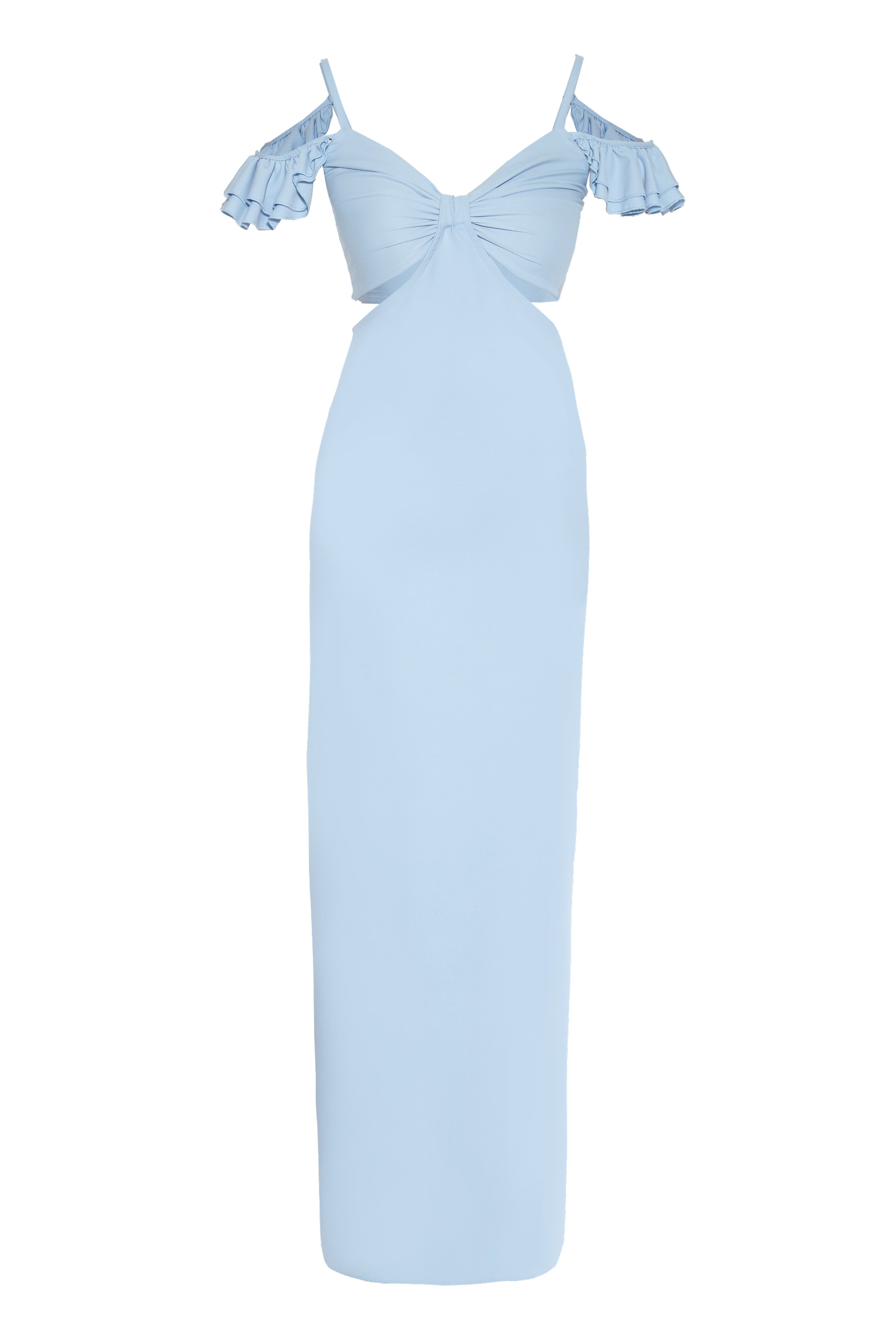Blue Crepe Sleeveless Maxi Dress