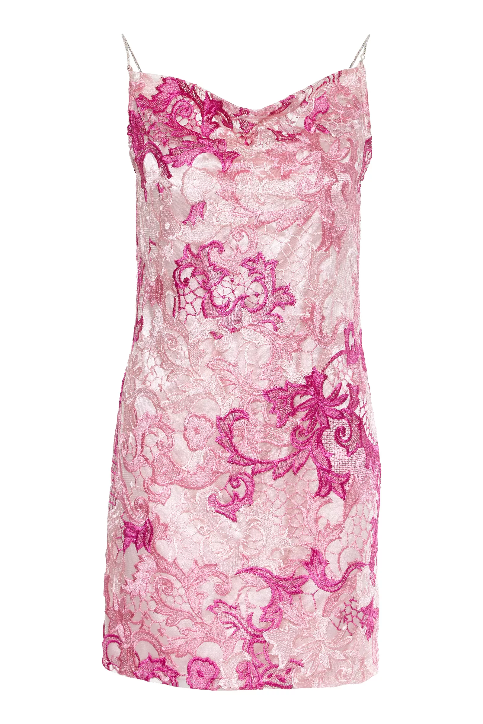 Pink lace sleeveless mini dress