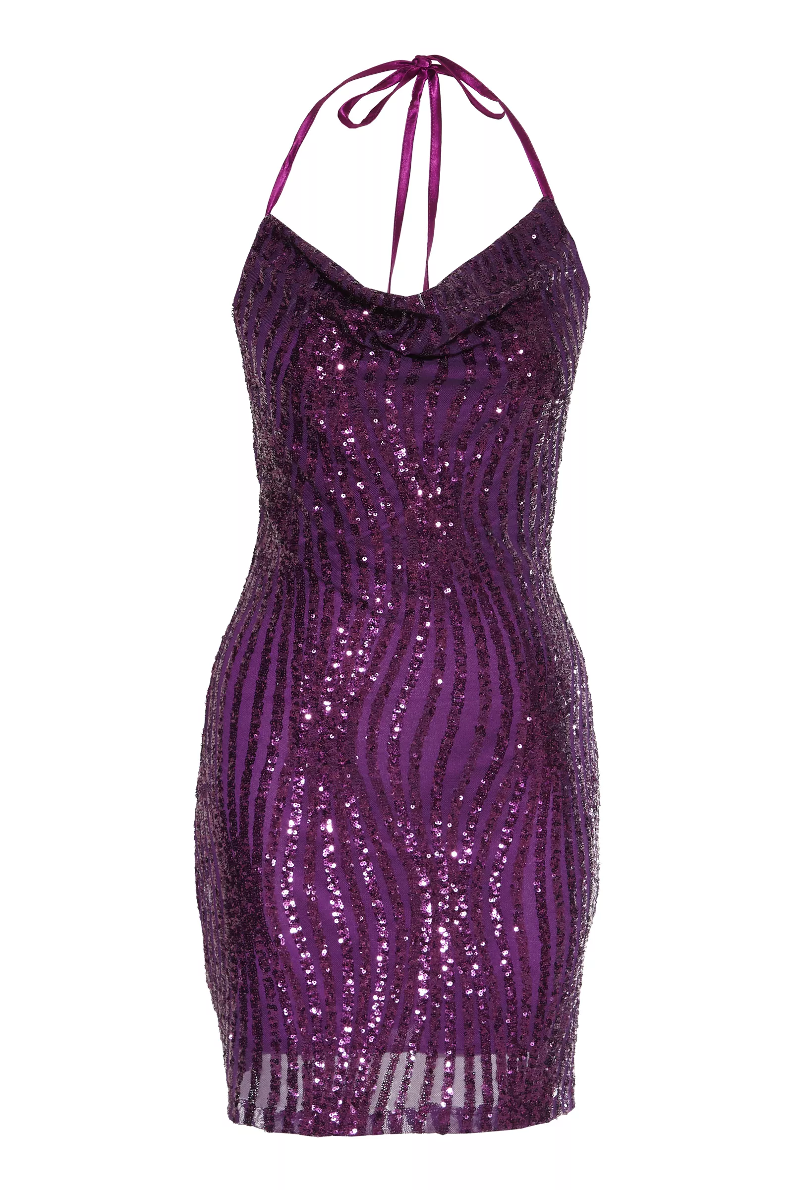 Purple sequined sleeveless mini dress
