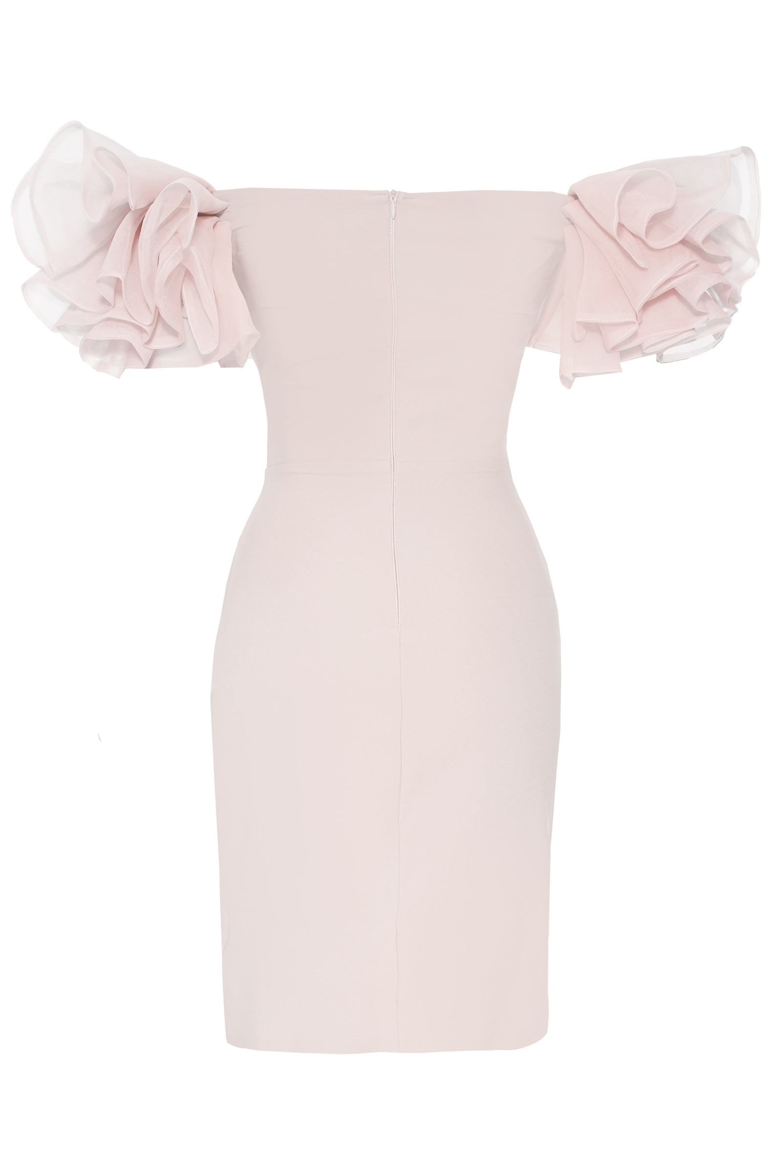 Light Pink Crepe Short Sleeve Mini Dress