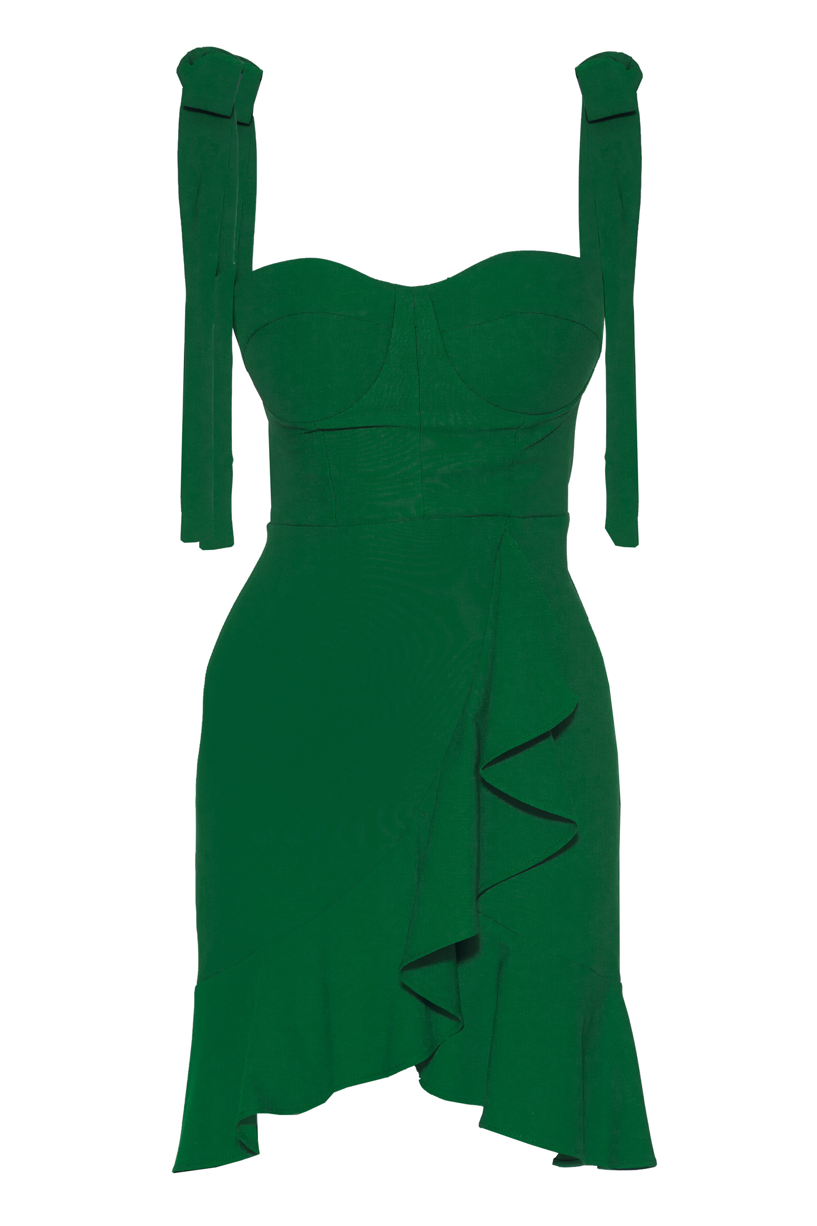 Yeşil krep kolsuz kısa elbise