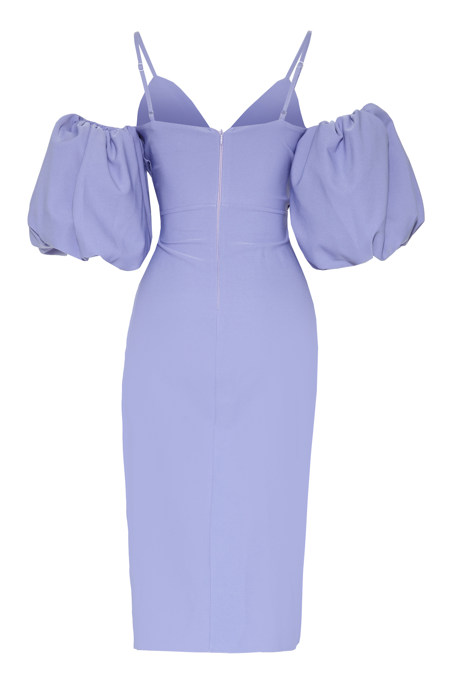 Lilac Crepe Short Sleeve Midi Dress