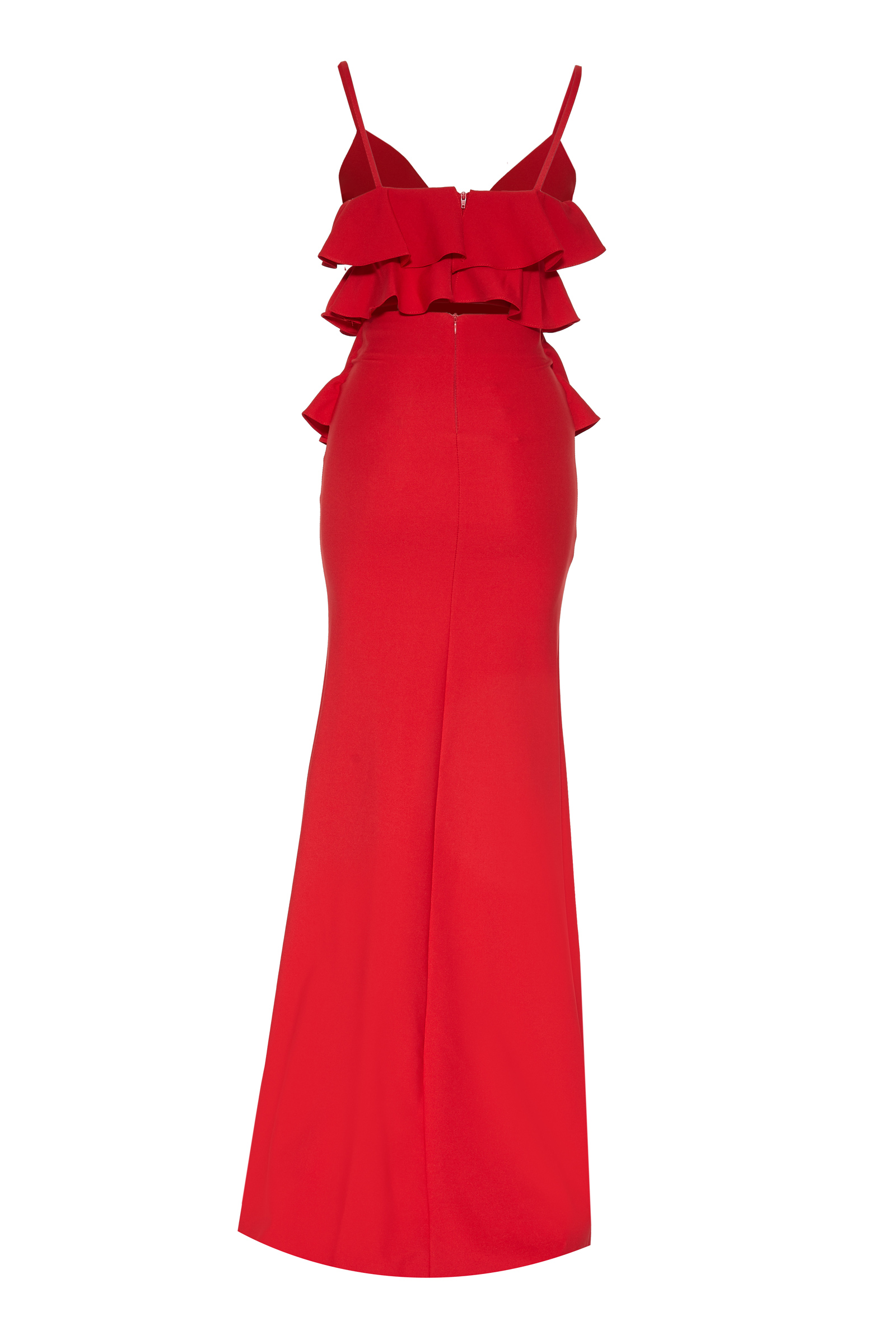 Red Crepe Sleeveless Uzun Dress