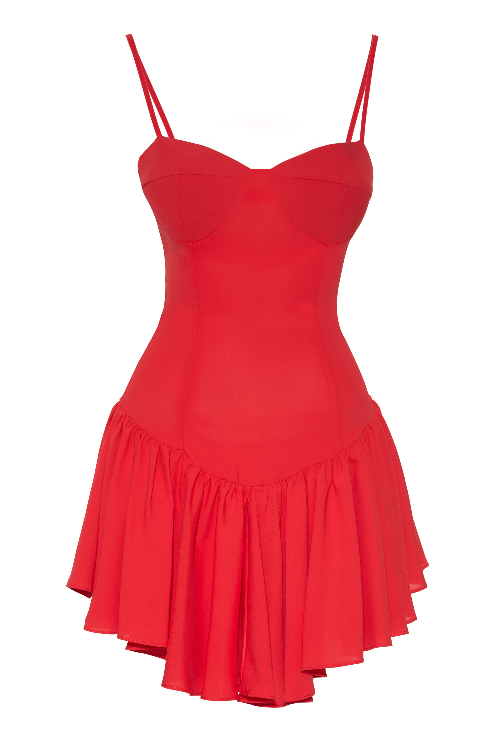 Kırmızı Jessica Kolsuz Kısa Elbise