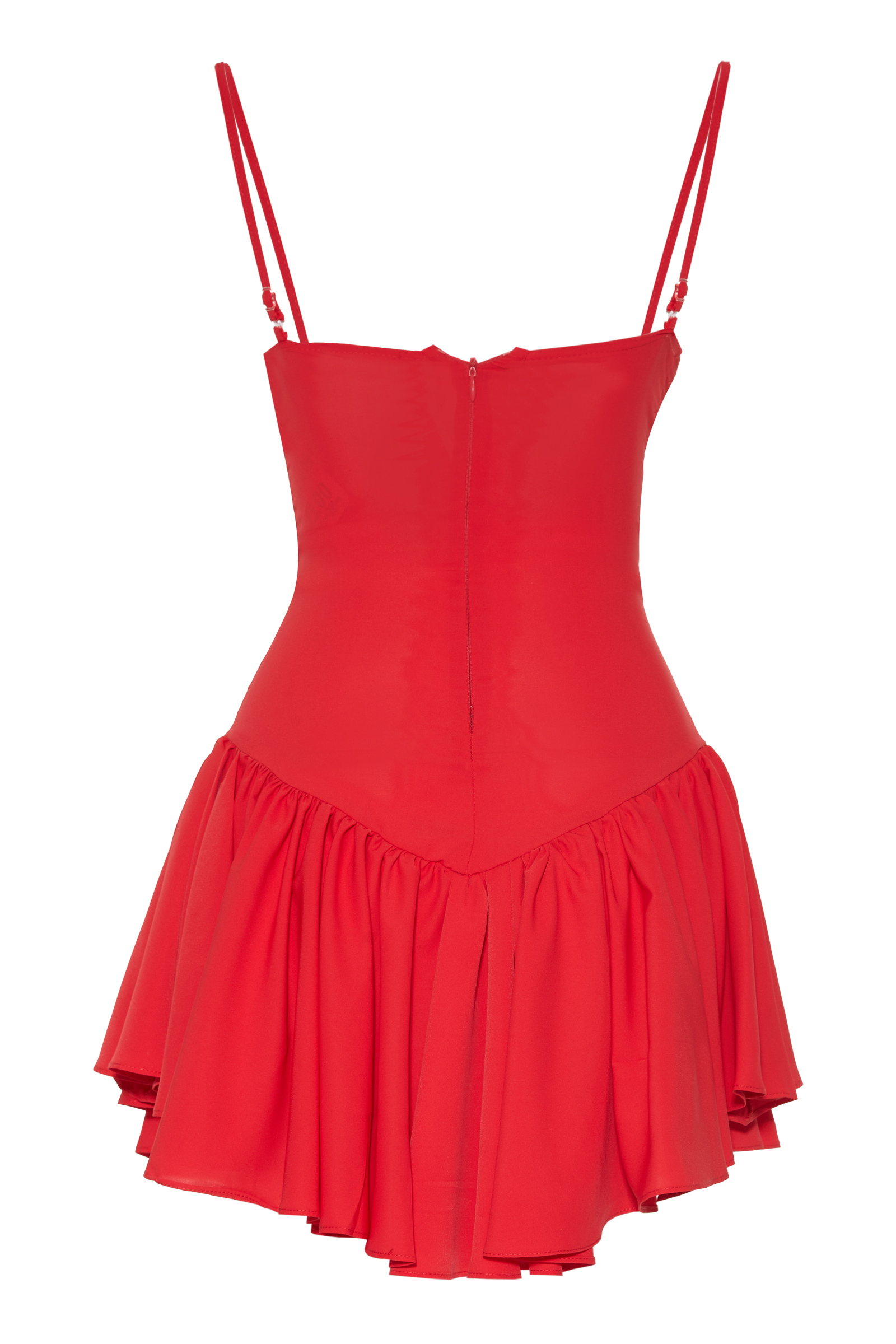 Kırmızı Jessica Kolsuz Kısa Elbise