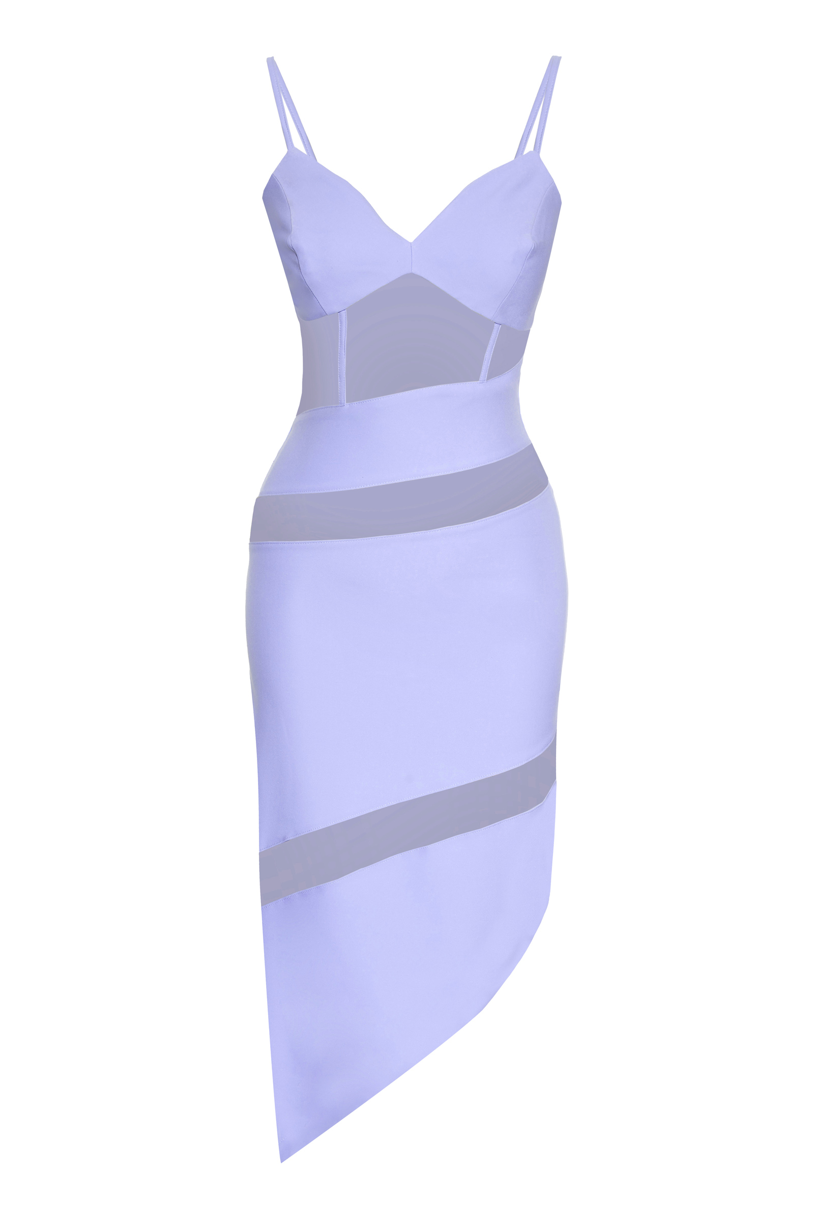 Lila krep kolsuz orta boy elbise