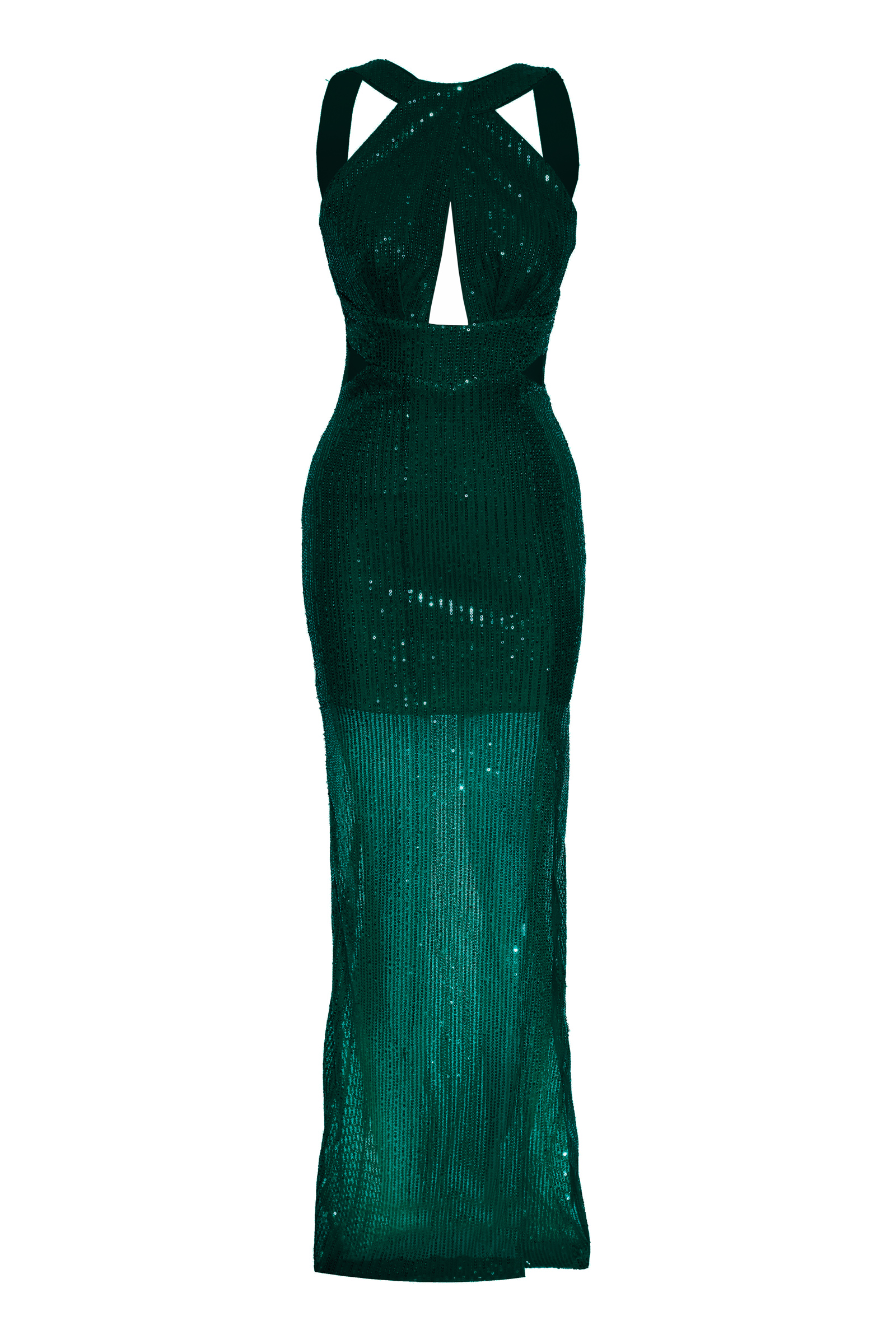 Yeşil Sequined Sleeveless Dress