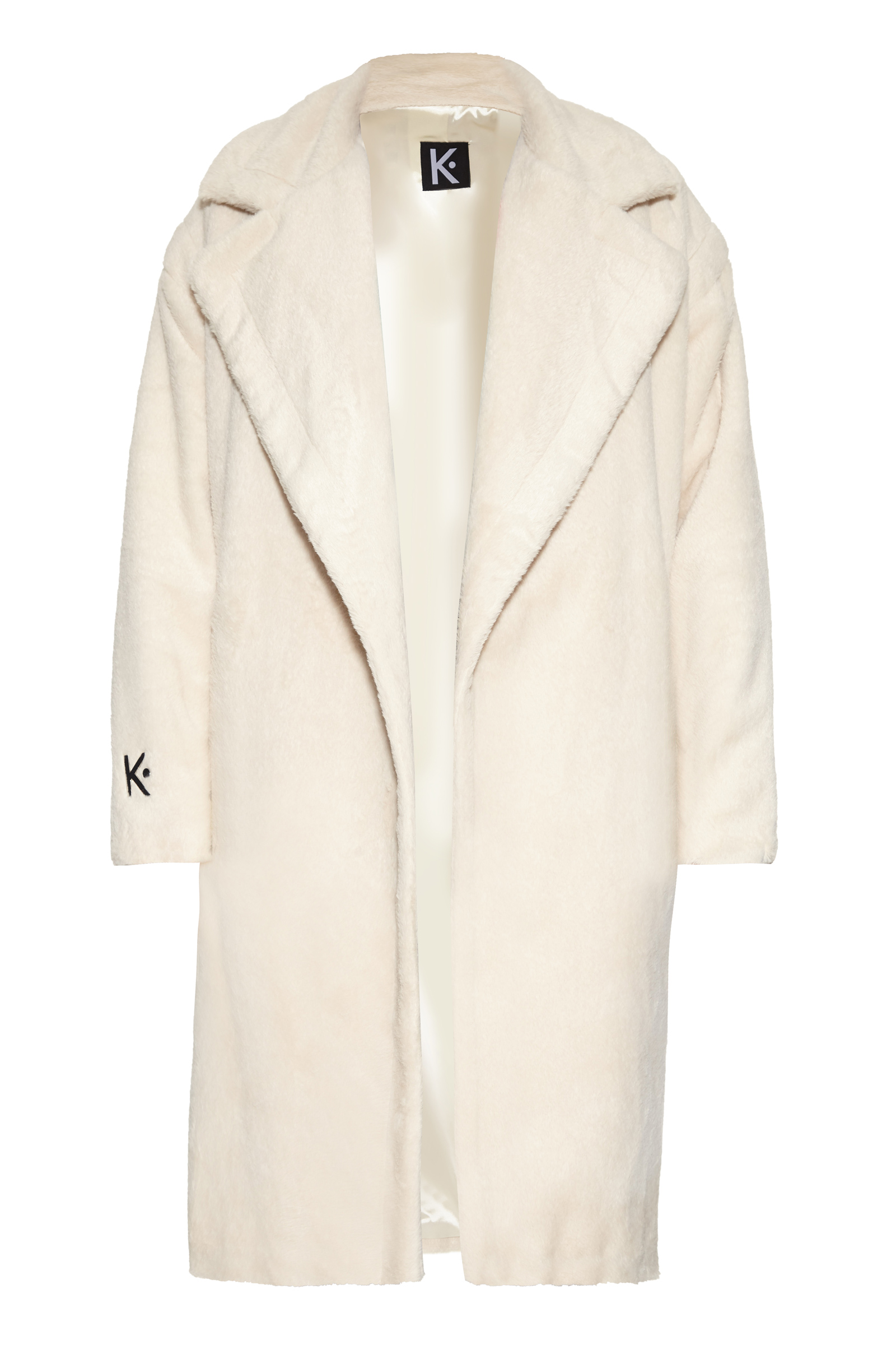 Beige Faux Fur Long Sleeve Maxi Coat