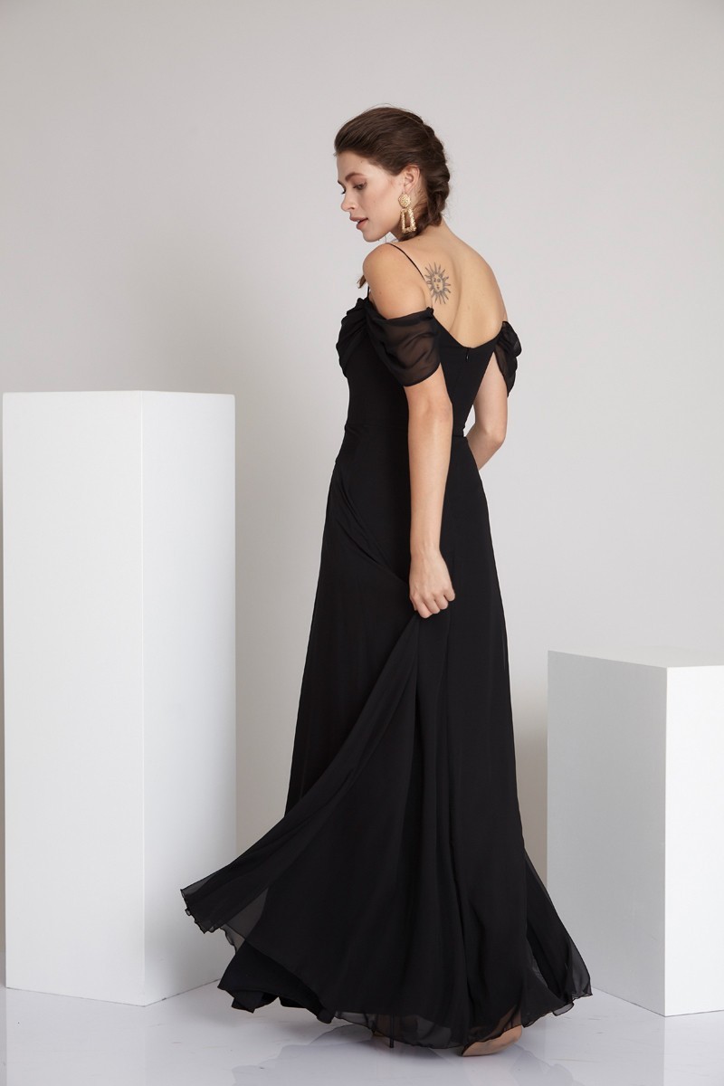 Black chiffon sleeveless maxi dress